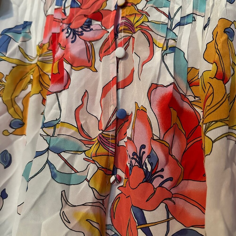 Hale Bob Floral Blouse Size M White Multicolor Silk Top NWOT - Picture 2 of 9